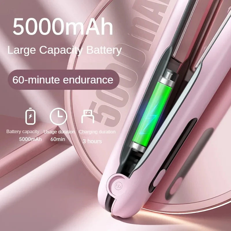 Wireless Hair Straightener Flat Iron Mini 2 IN 1 Roller USB 5000mAh Max 200 Degree Portable Cordless Curler 4 Levels Dry And Wet Uses Wireless Hair Straightener Flat Iron Mini 2 IN 1 Roller USB 5000mAh Max 200 Degree Portable Cordless Curler 4 Levels Dry And Wet Uses